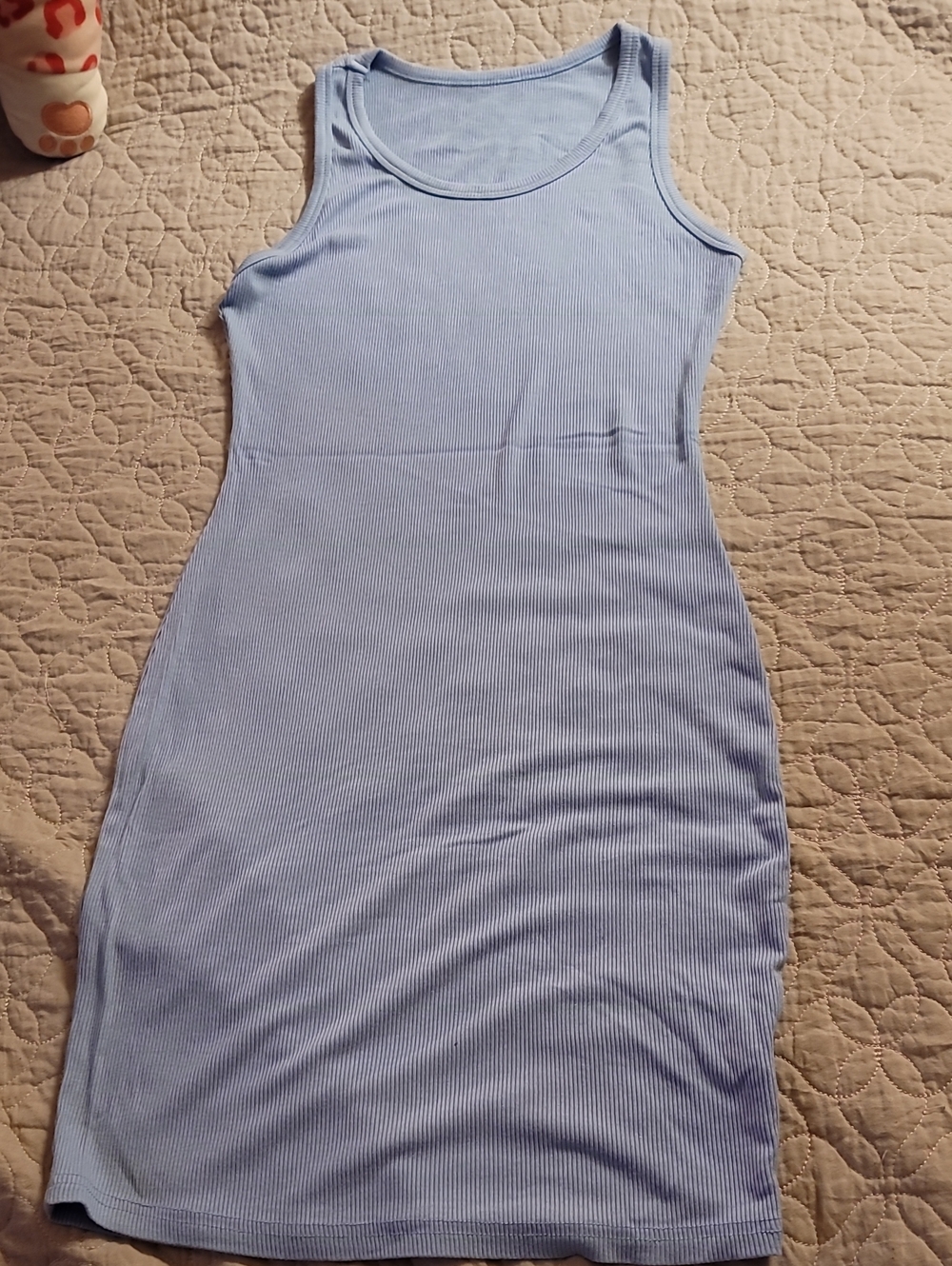 Light Blue Ribbed Tank Dress